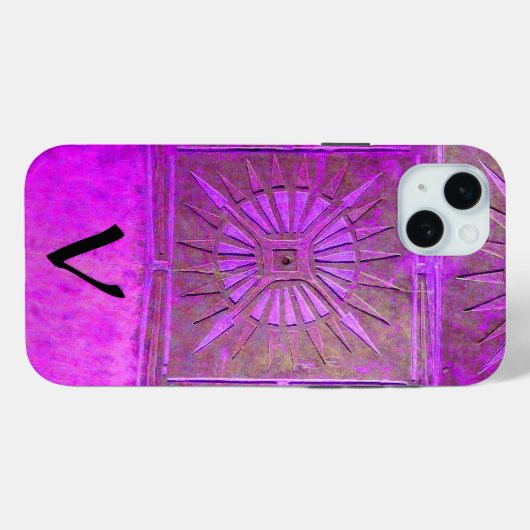 Coques Case-Mate iPhone ÉTOILE DU MATIN, Violet, Noir, Violet Monogramme (Verso (horizontal))