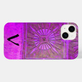 Coques Case-Mate iPhone ÉTOILE DU MATIN, Violet, Noir, Violet Monogramme (Verso (horizontal))