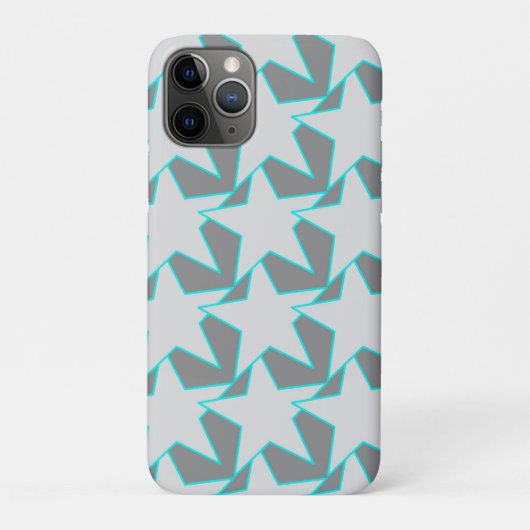 Coques Case-Mate iPhone Étoile géométrique moderne - gris et turquoise (Dos)