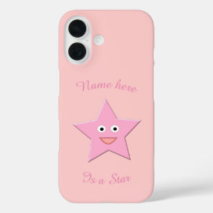 Coques iPhone 16 Étoile Rose Personnalisée