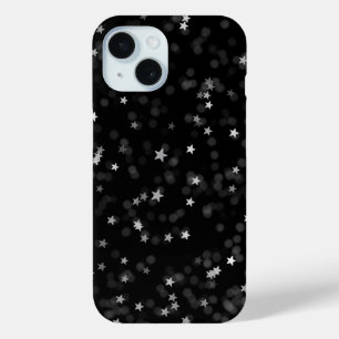 Coque Pour iPhone 15 Étoiles Argent Sur Noir