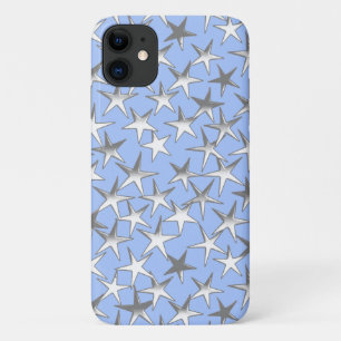 Coque Case-Mate Pour iPhone Étoiles argentées, sur bleu pâle