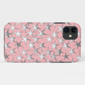 Coques Case-Mate iPhone Étoiles argentées, sur fond rose coquillage (Dos (Horizontal))