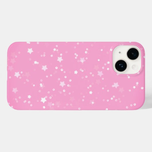 Coques Case-Mate iPhone Étoiles Blanches Sur Rose (Verso (horizontal))
