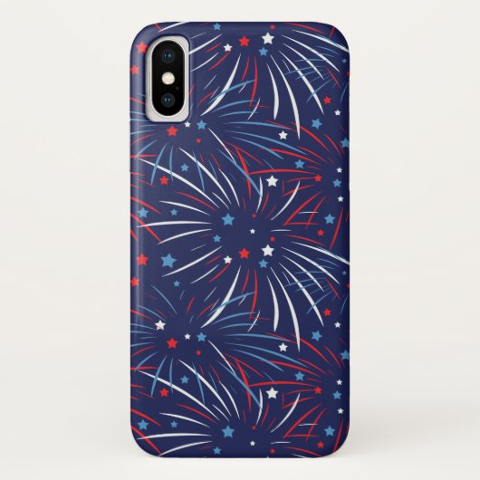 Coques Case-Mate iPhone Étoiles bleues blanches rouges de feux d'artifice (Dos)