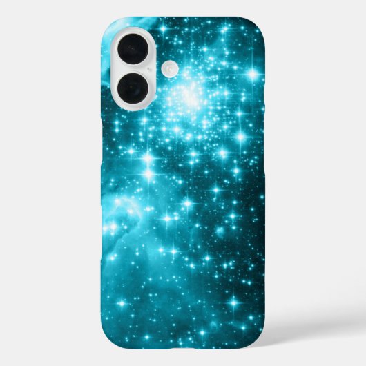 Coques Case-Mate iPhone Étoiles célestes aqua et sarcelle scintillantes (Verso)