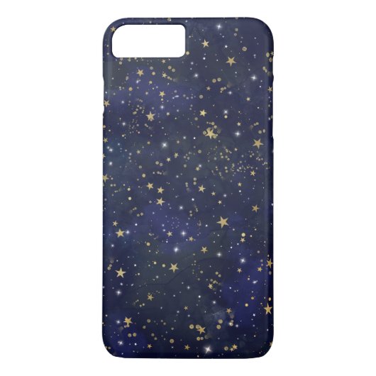 Coques Case-Mate iPhone Étoiles célestes bleues et dorées aquarelle fantai (Dos)