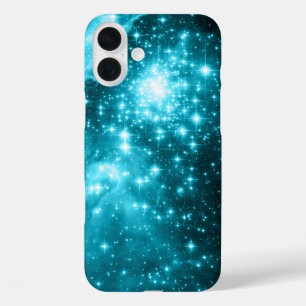 Coques iPhone 16 Plus Étoiles célestes scintillantes aqua