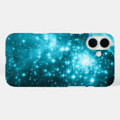Coques Case-Mate iPhone Étoiles célestes scintillantes aqua (Verso (horizontal))