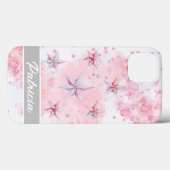 Coques Case-Mate iPhone Etoiles d'aquarelle modernes rose (Verso (horizontal))