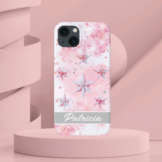 Coques Case-Mate iPhone Etoiles d'aquarelle modernes rose