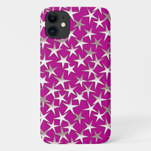 Coques Case-Mate iPhone étoiles d'argent sur améthyste violet (Dos)