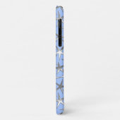 Coques Case-Mate iPhone étoiles d'argent, sur bleu pâle (Dos/Gauche)