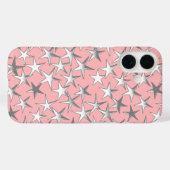 Coques Case-Mate iPhone Étoiles d'argent, sur rose coquille (Verso (horizontal))