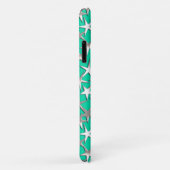 Coques Case-Mate iPhone étoiles d'argent sur turquoise (Dos/Droite)