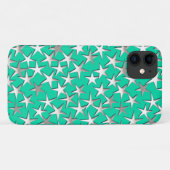 Coques Case-Mate iPhone étoiles d'argent sur turquoise (Dos (Horizontal))