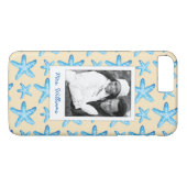Coques Case-Mate iPhone Étoiles de mer bleues d'aquarelle | votre photo et (Dos (Horizontal))