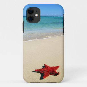 Coque Case-Mate Pour iPhone Étoiles de mer rouges sur la plage blanche de