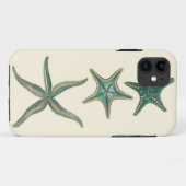 Coques Case-Mate iPhone Étoiles de mer triples bleu vert (Dos (Horizontal))