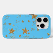 Coques Case-Mate iPhone Etoiles de Parties scintillant d'or Aqua (Verso (horizontal))