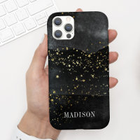 Étoiles d'or de couleur noire moderne chic avec no