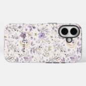 Coques Case-Mate iPhone Etoiles d'or Lune Fleurs violettes (Verso (horizontal))