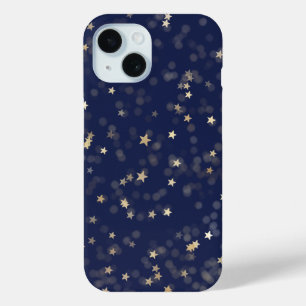 Coque Pour iPhone 15 Etoiles d'or sur bleu