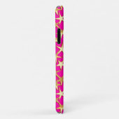 Coques Case-Mate iPhone étoiles d'or sur fuchsia rose (Dos/Droite)