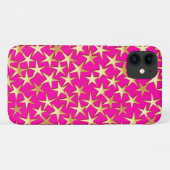 Coques Case-Mate iPhone étoiles d'or sur fuchsia rose (Dos (Horizontal))