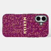 Coques Case-Mate iPhone Etoiles d'or sur un Arrière - plan rose foncé (Verso (horizontal))