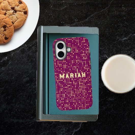 Coques Case-Mate iPhone Etoiles d'or sur un Arrière - plan rose foncé