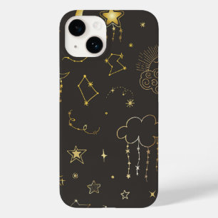 Coque Pour iPhone 14 Étoiles Dorées Célestes, Lune & Constellations