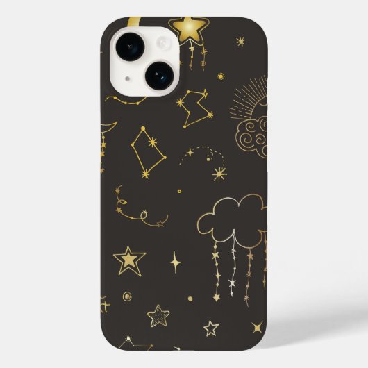 Coques Case-Mate iPhone Étoiles Dorées Célestes, Lune & Constellations (Verso)