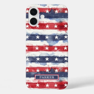 Coques iPhone 16 Plus Étoiles et Bandes Monogrammées