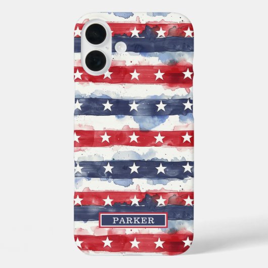 Coques Case-Mate iPhone Étoiles et Bandes Monogrammées (Verso)