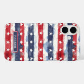 Coques Case-Mate iPhone Étoiles et Bandes Monogrammées (Verso (horizontal))