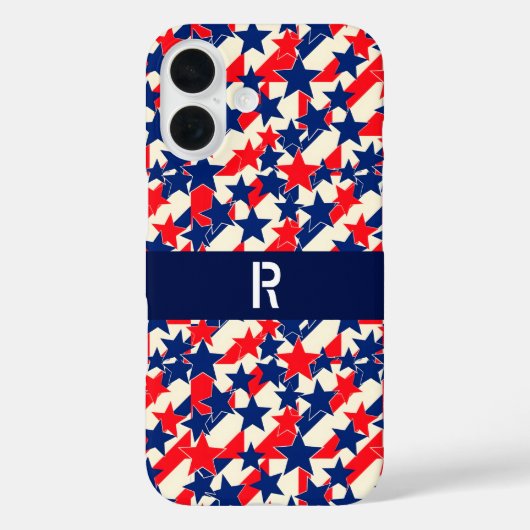 Coques Case-Mate iPhone Étoiles et bandes rouges, blanches et bleues (Verso)
