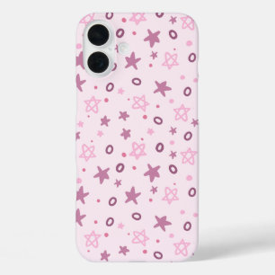 Coques iPhone 16 Plus Étoiles et cercles roses Abstraits