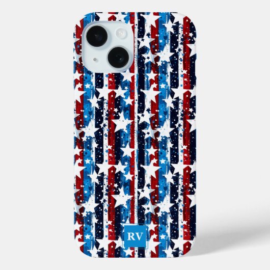 Coques Case-Mate iPhone Étoiles et rayures modernes Monogram USA (Verso)