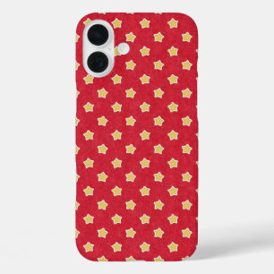 Coques iPhone 16 Plus Etoiles jaunes sur Motif Vintage rouge