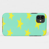 Coques Case-Mate iPhone étoiles jaunes sur turquoise (Dos (Horizontal))