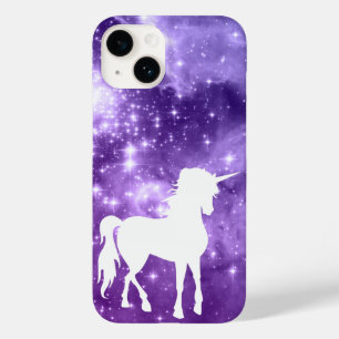 Coques Pour iPhone Étoiles Magiques Violettes Cosmiques Licorne Blanc