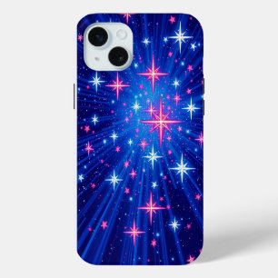 Coque iPhone 15 Mini Étoiles multiples brillantes avec Blue Rays Mobile