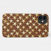 Coques Case-Mate iPhone étoiles or sur chocolat brun (Dos (Horizontal))