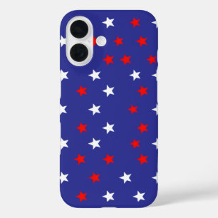 Coques iPhone 16 Étoiles patriotiques rouges et blanches sur Royal
