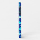 Coques Case-Mate iPhone Étoiles satinées, bleu pâle sur cobalt (Dos/Gauche)