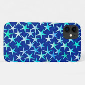 Coques Case-Mate iPhone Étoiles satinées, bleu pâle sur cobalt (Dos (Horizontal))