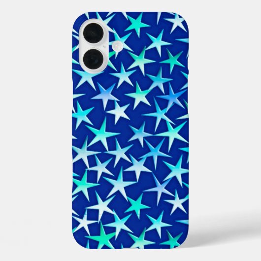 Coques Case-Mate iPhone Étoiles satinées, bleu pâle sur cobalt (Verso)