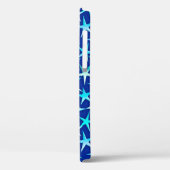 Coques Case-Mate iPhone Étoiles satinées, bleu pâle sur cobalt (Verso / Gauche)