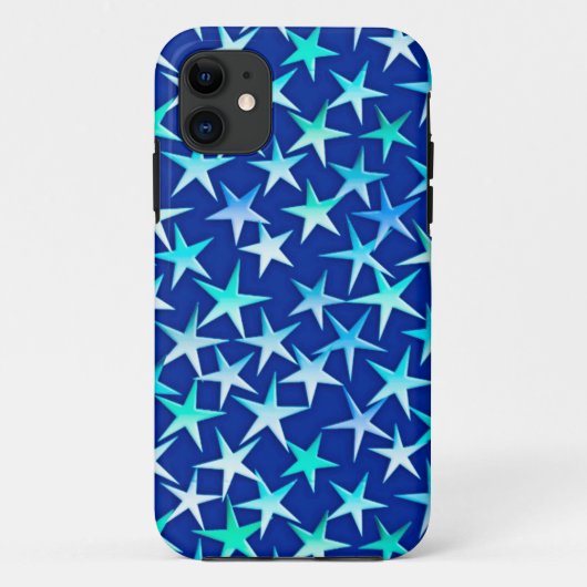 Coques Case-Mate iPhone Étoiles satinées, bleu pâle sur cobalt (Dos)